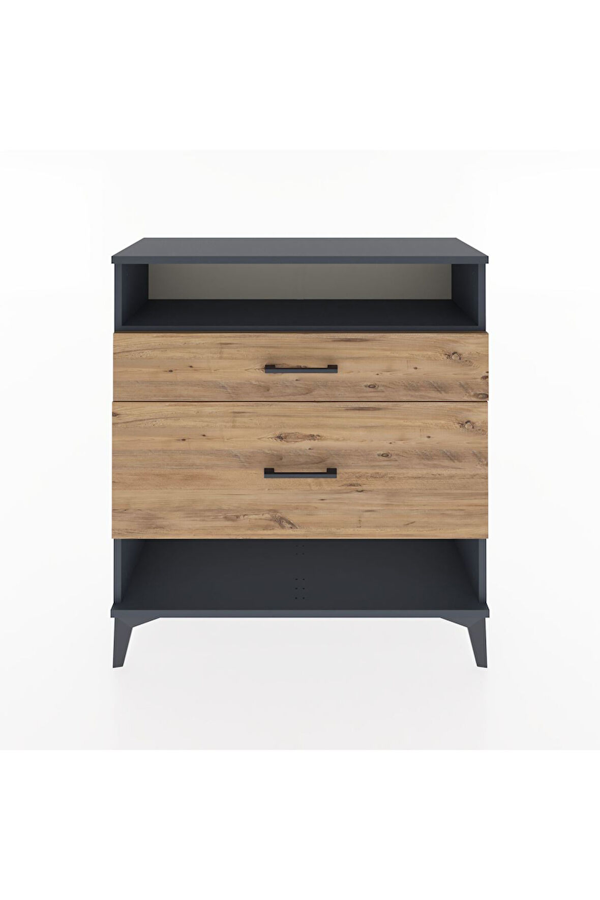 Arges Şifonyer Tek Raflı 2 Çekmeceli 88x30x96 Antrasit-Çam