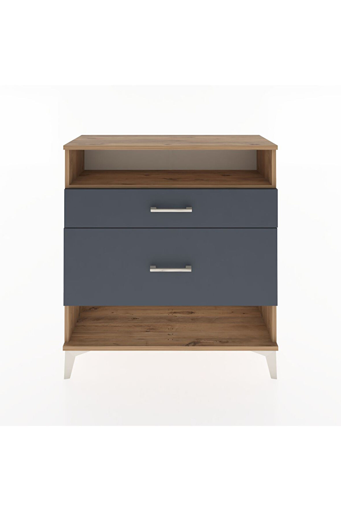 Arges Şifonyer Tek Raflı 2 Çekmeceli 88x30x96 Çam-Antrasit