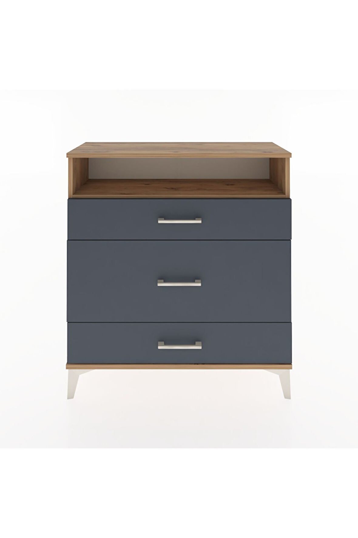 Arges Şifonyer Tek Raflı 3 Çekmeceli 88x30x96 Çam-Antrasit