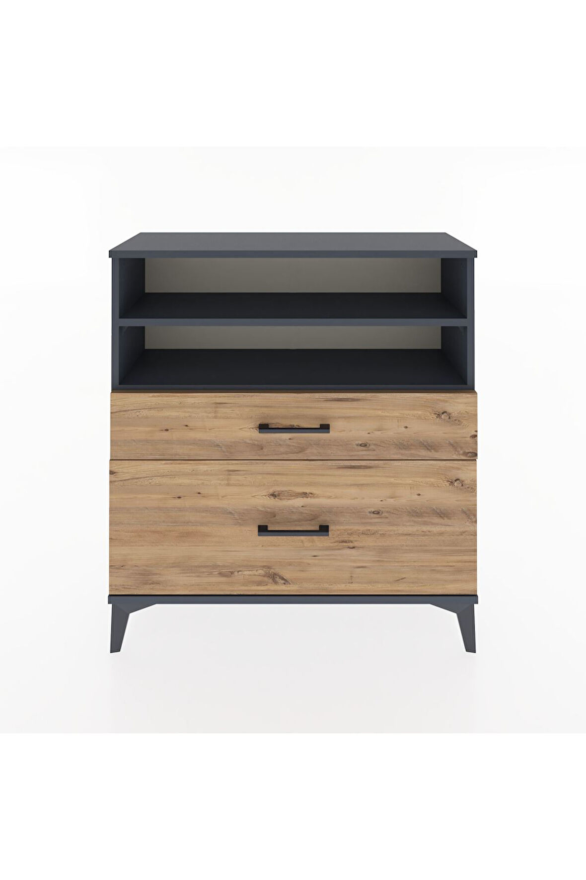 Arges Şifonyer 2 Raflı 2 Çekmeceli 88x30x96 Antrasit-Çam