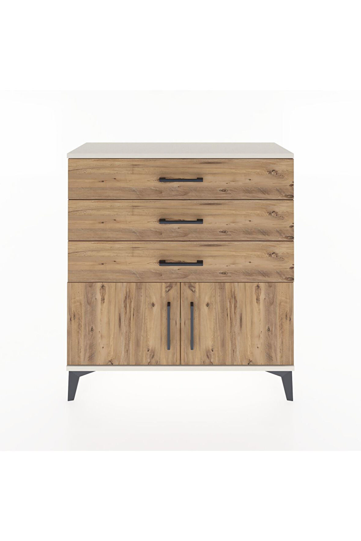 Arges Şifonyer Tek Raflı 3 Çekmeceli 2 Kapaklı 88x30x96 Aytaşı-Çam