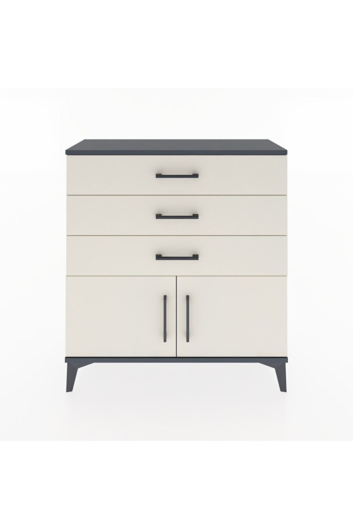 Arges Şifonyer Tek Raflı 3 Çekmeceli 2 Kapaklı 88x30x96 Antrasit-Aytaşı