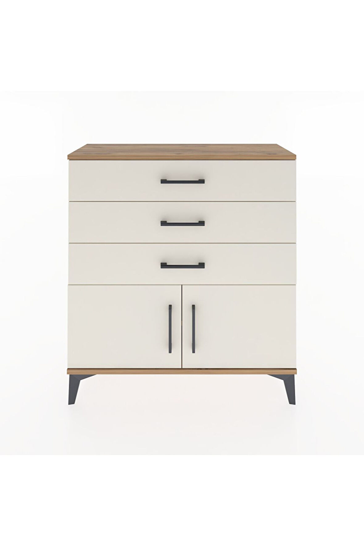 Arges Şifonyer Tek Raflı 3 Çekmeceli 2 Kapaklı 88x30x96 Çam-Aytaşı