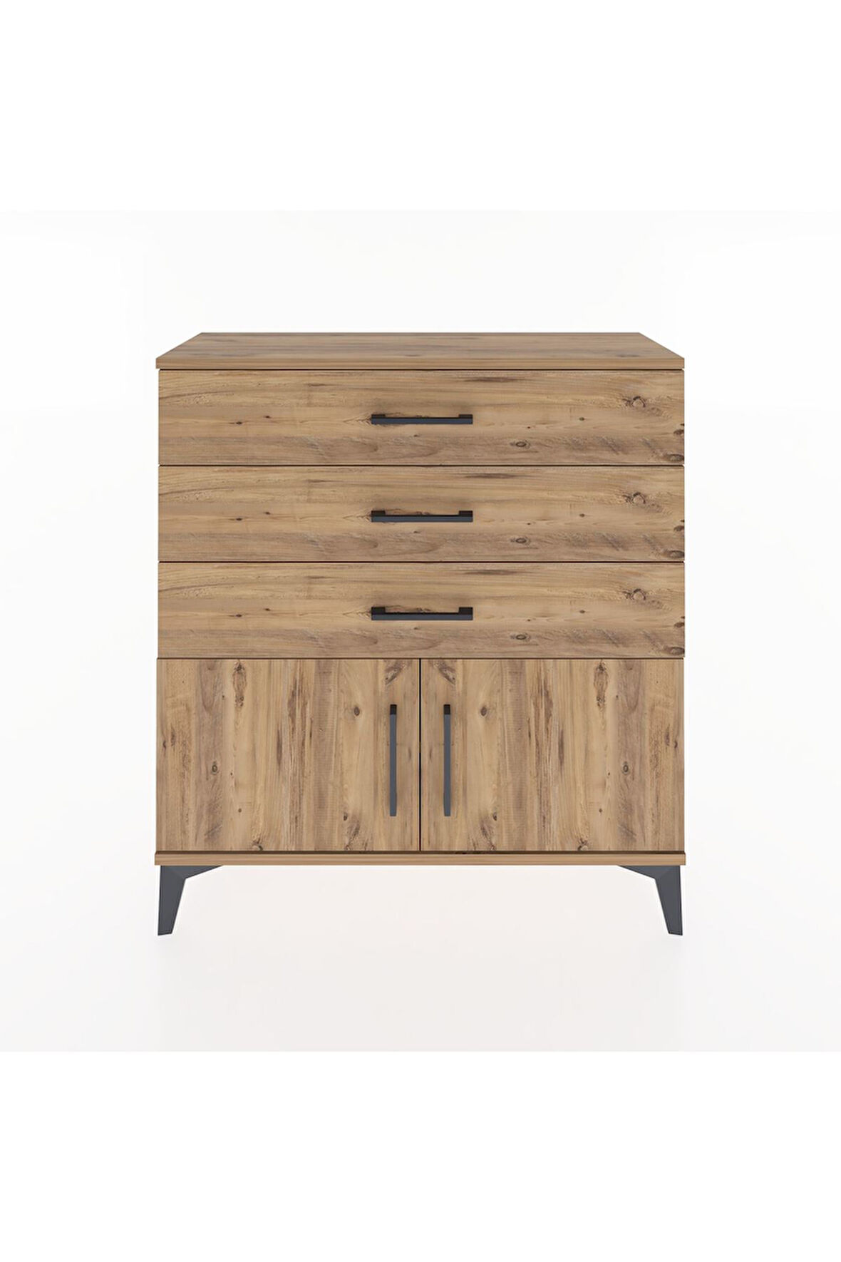 Arges Şifonyer Tek Raflı 3 Çekmeceli 2 Kapaklı 88x30x96 Çam-Çam