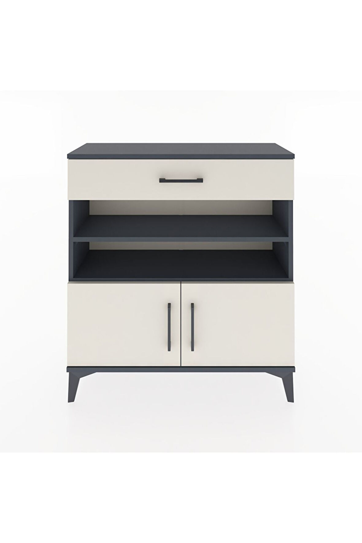 Arges Şifonyer 3 Raflı Tek Çekmeceli 2 Kapaklı 88x30x96 Antrasit-Aytaşı