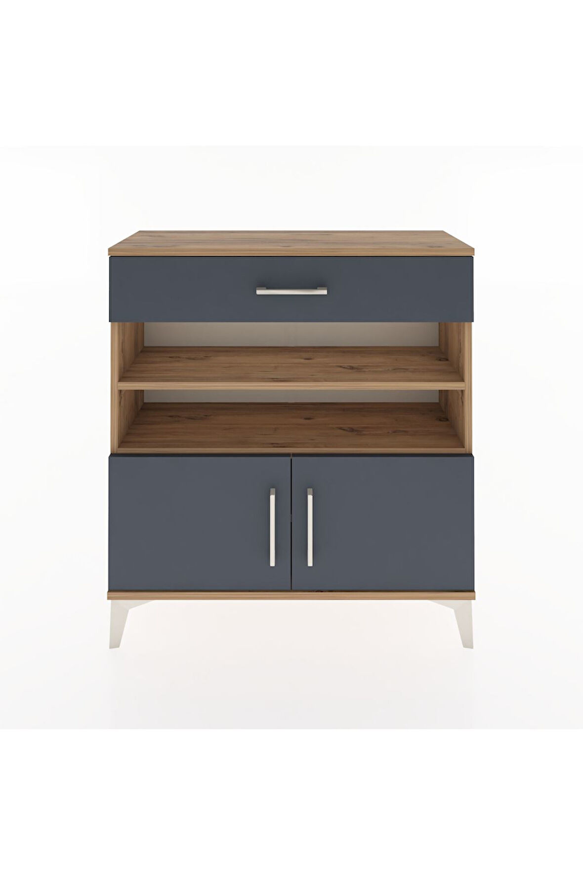 Arges Şifonyer 3 Raflı Tek Çekmeceli 2 Kapaklı 88x30x96 Çam-Antrasit