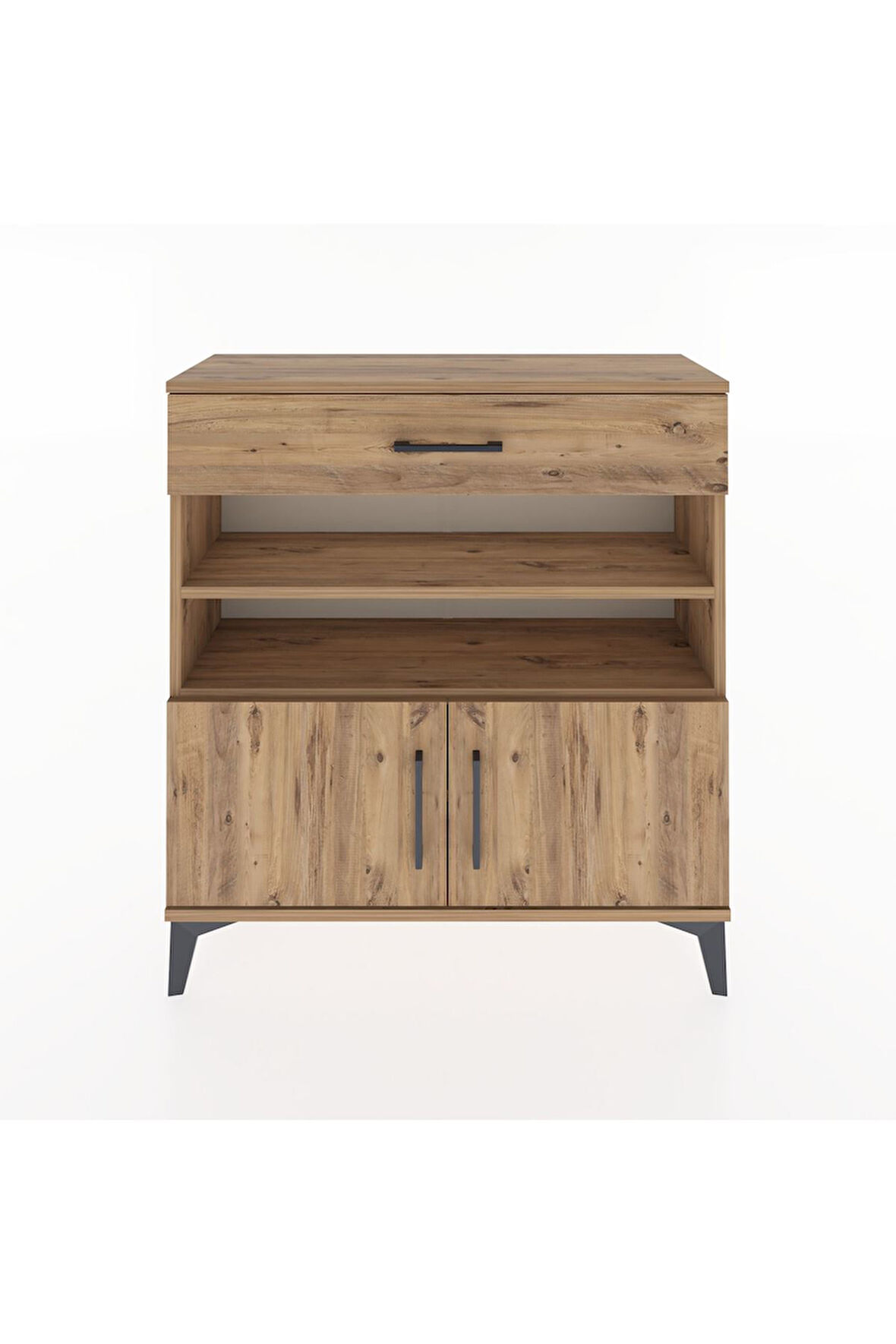 Arges Şifonyer 3 Raflı Tek Çekmeceli 2 Kapaklı 88x30x96 Çam-Çam