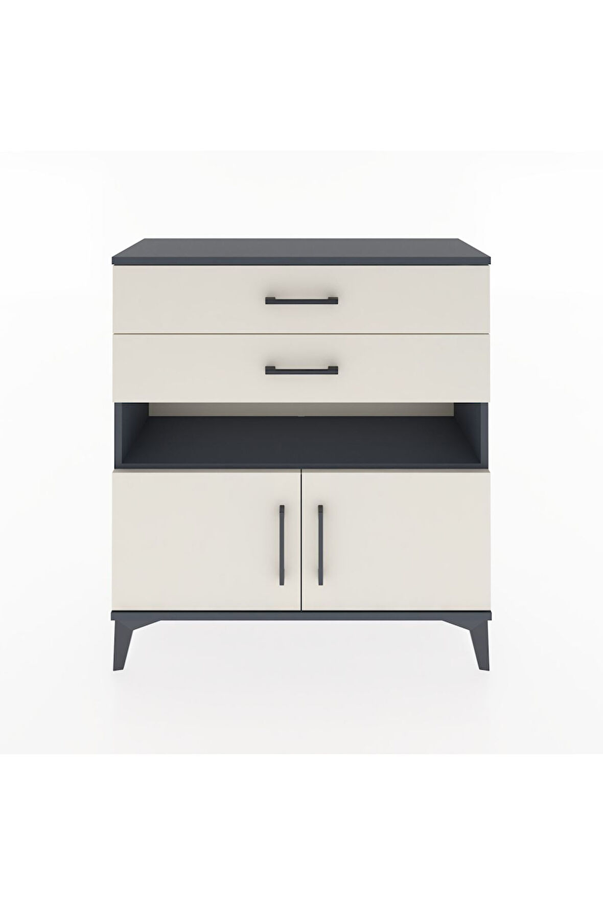 Arges Şifonyer 2 Raflı 2 Çekmeceli 2 Kapaklı 88x30x96 Antrasit-Aytaşı