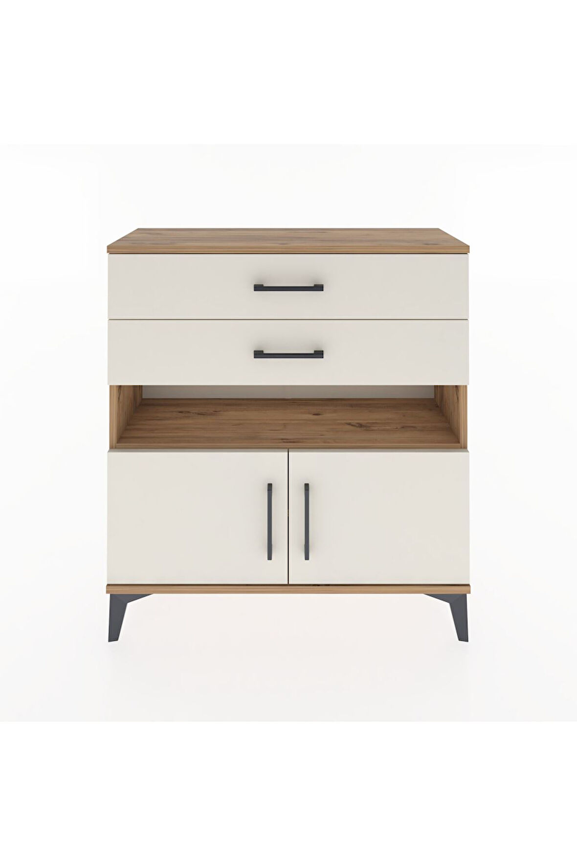 Arges Şifonyer 2 Raflı 2 Çekmeceli 2 Kapaklı 88x30x96 Çam-Aytaşı