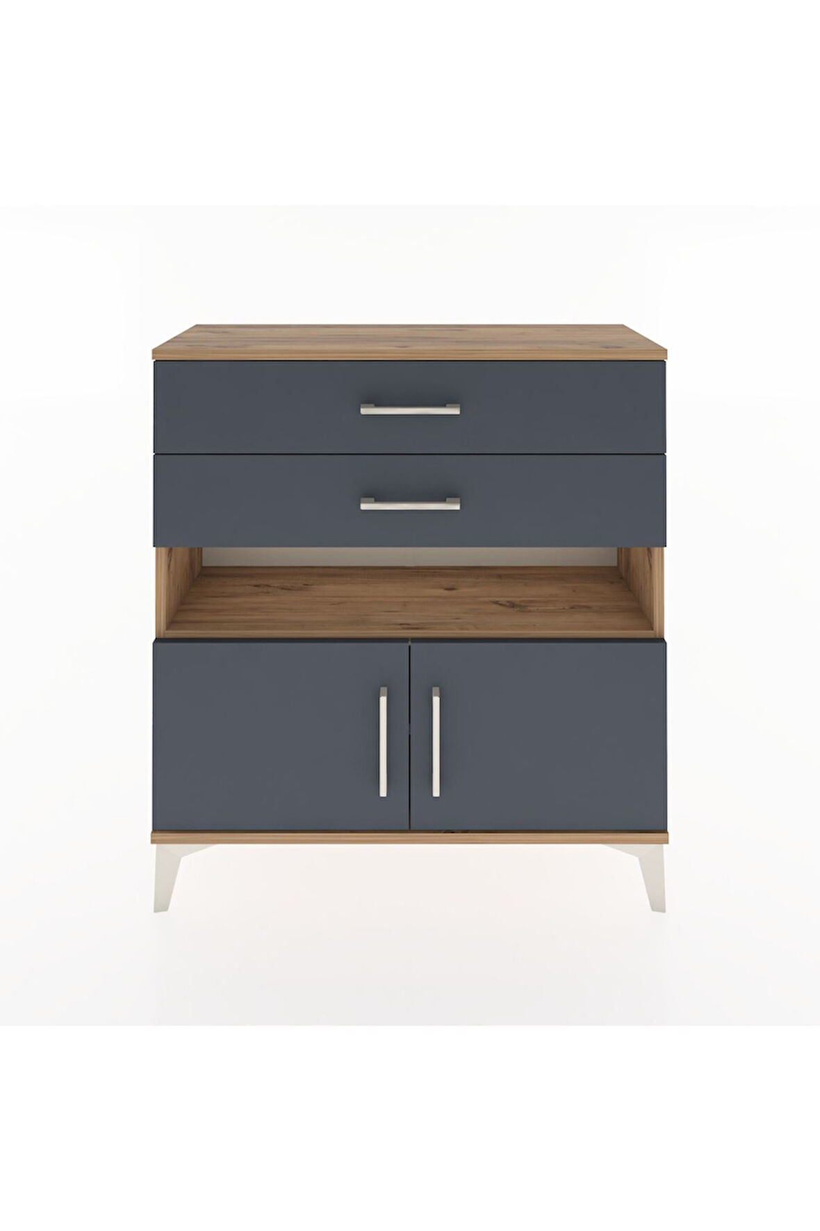 Arges Şifonyer 2 Raflı 2 Çekmeceli 2 Kapaklı 88x30x96 Çam-Antrasit