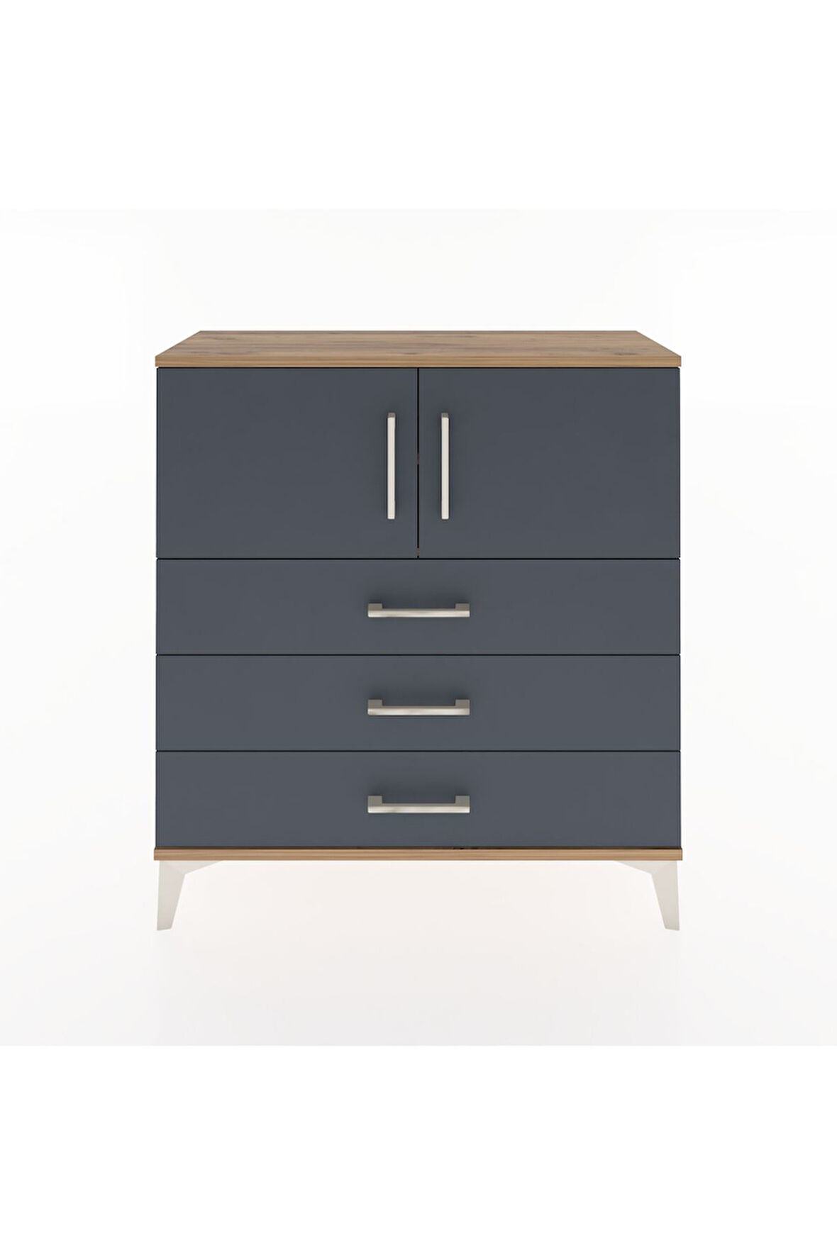 Arges Şifonyer 2 Raflı 3 Çekmeceli 2 Kapaklı 88x30x96 Çam-Antrasit