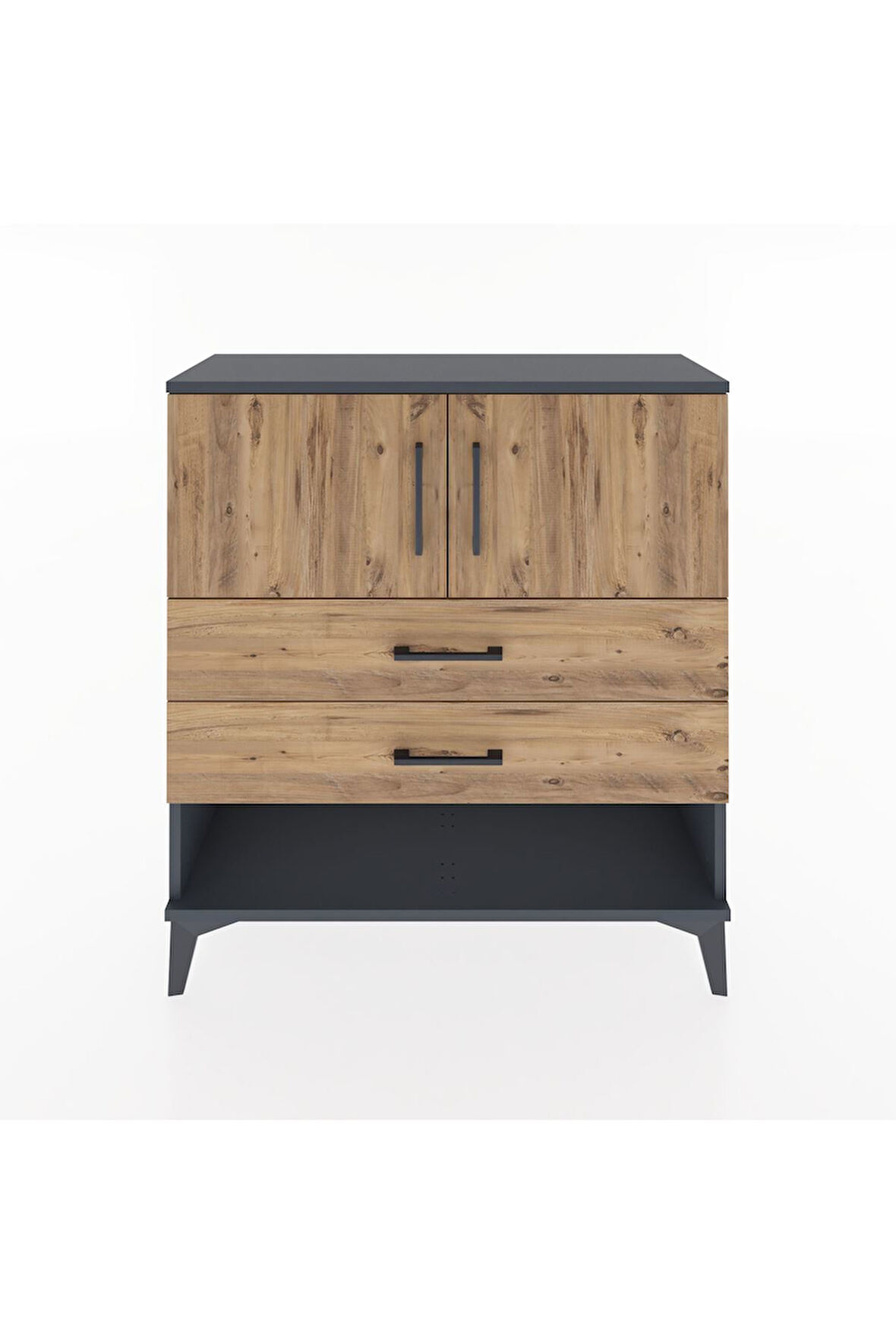 Arges Şifonyer 2 Raflı 2 Çekmeceli 2 Kapaklı 88x30x96 Antrasit-Çam