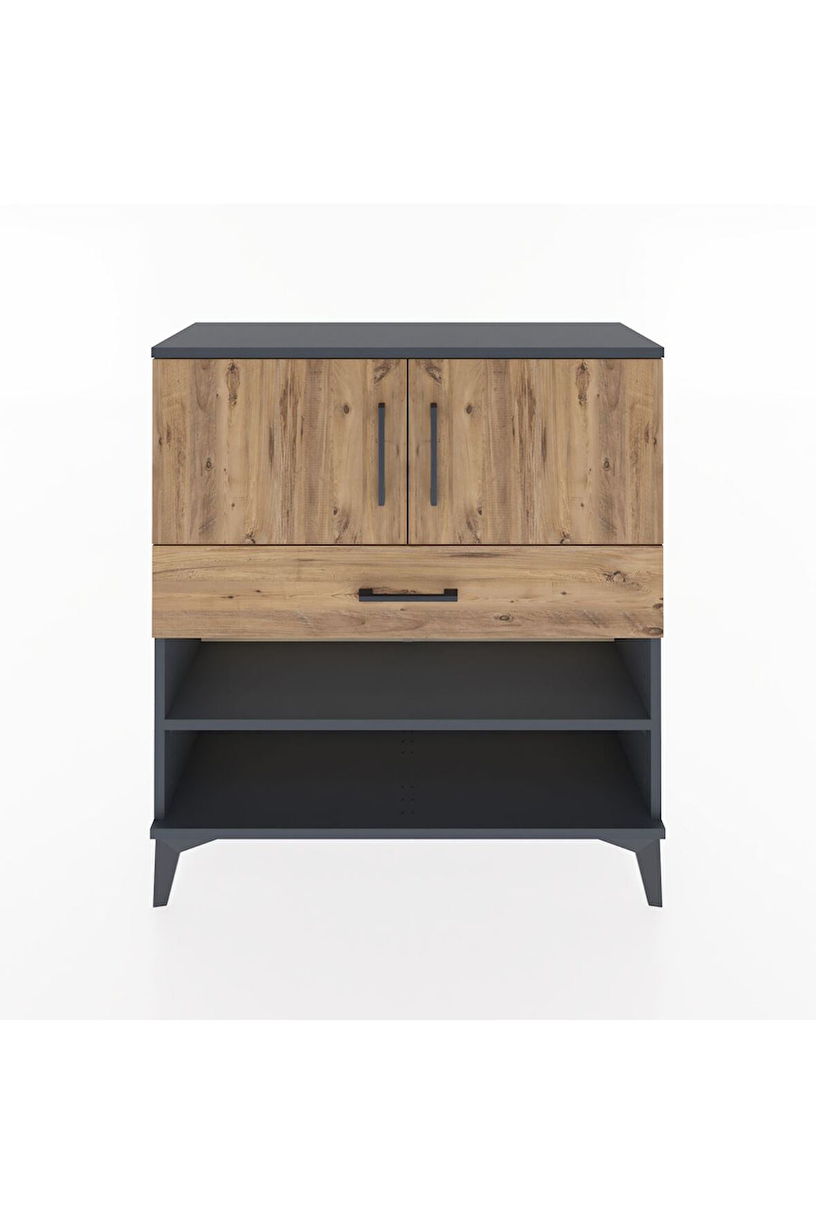 Arges Şifonyer 3 Raflı Tek Çekmeceli 2 Kapaklı 88x30x96 Antrasit-Çam