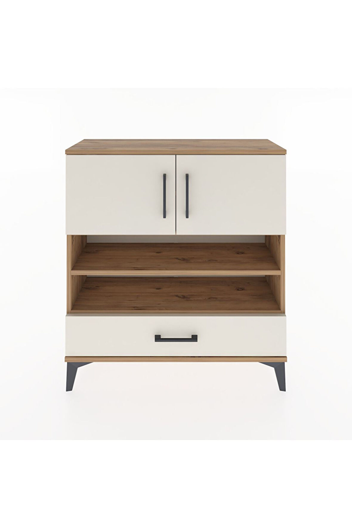 Arges Şifonyer 4 Raflı Tek Çekmeceli 2 Kapaklı 88x30x96 Çam-Aytaşı