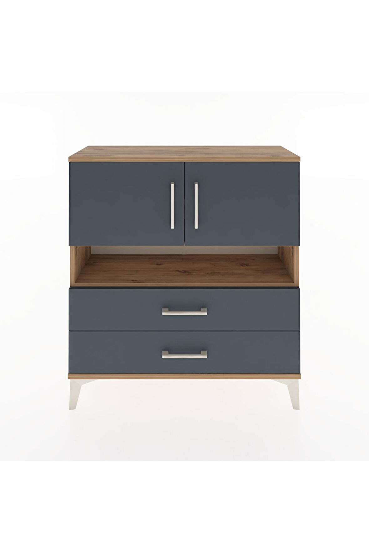 Arges Şifonyer 3 Raflı 2 Çekmeceli 2 Kapaklı 88x30x96 Çam-Antrasit