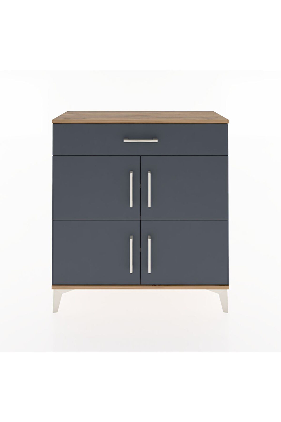 Arges Şifonyer 3 Raflı Tek Çekmeceli 4 Kapaklı 88x30x96 Çam-Antrasit