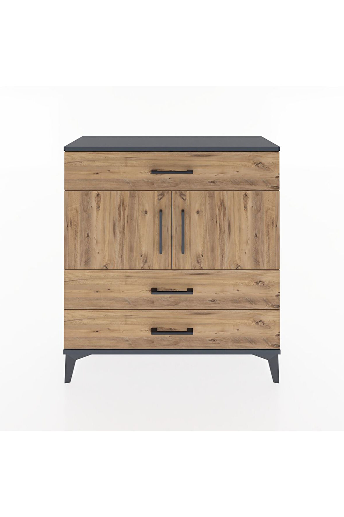 Arges Şifonyer 2 Raflı 3 Çekmeceli 2 Kapaklı 88x30x96 Antrasit-Çam
