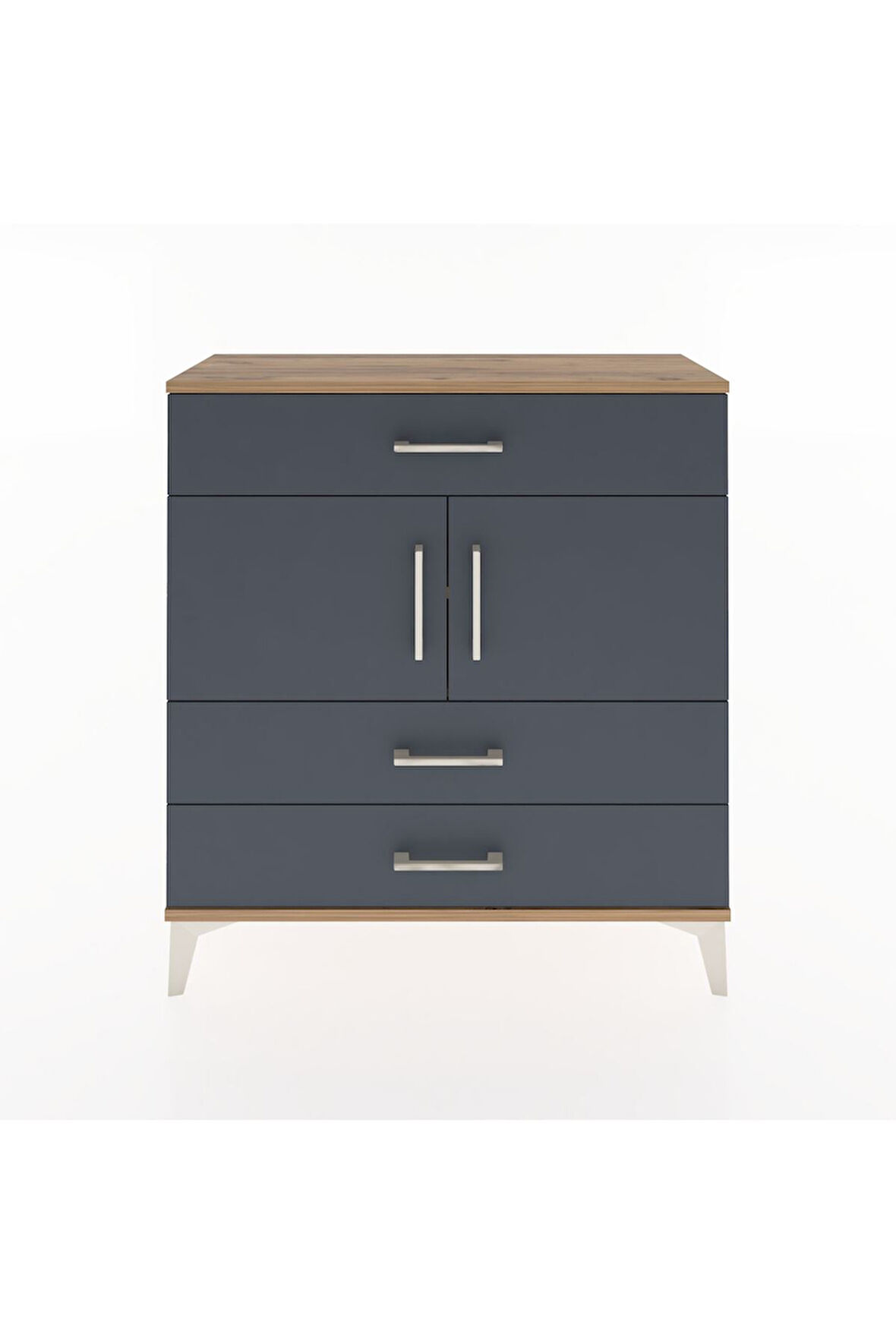 Arges Şifonyer 2 Raflı 3 Çekmeceli 2 Kapaklı 88x30x96 Çam-Antrasit