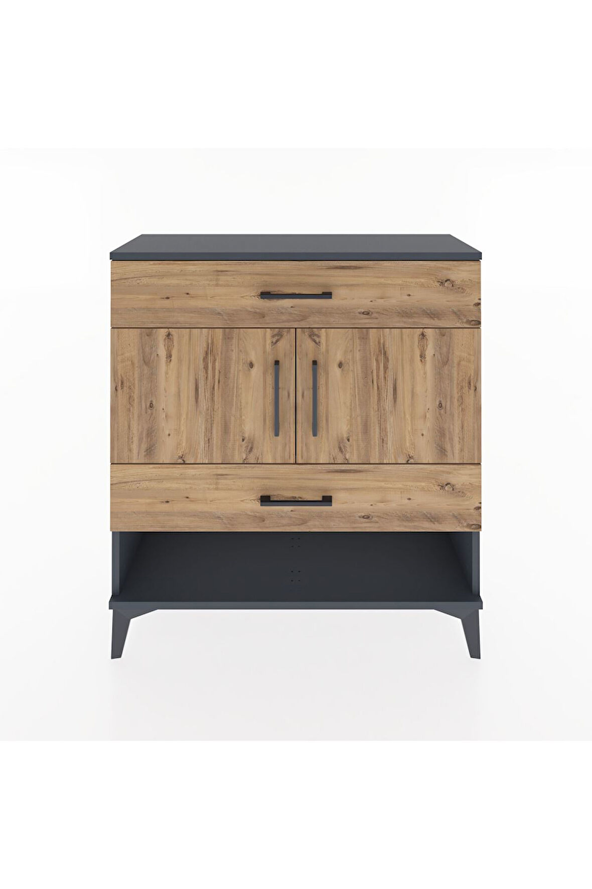 Arges Şifonyer 2 Raflı 2 Çekmeceli 2 Kapaklı 88x30x96 Antrasit-Çam