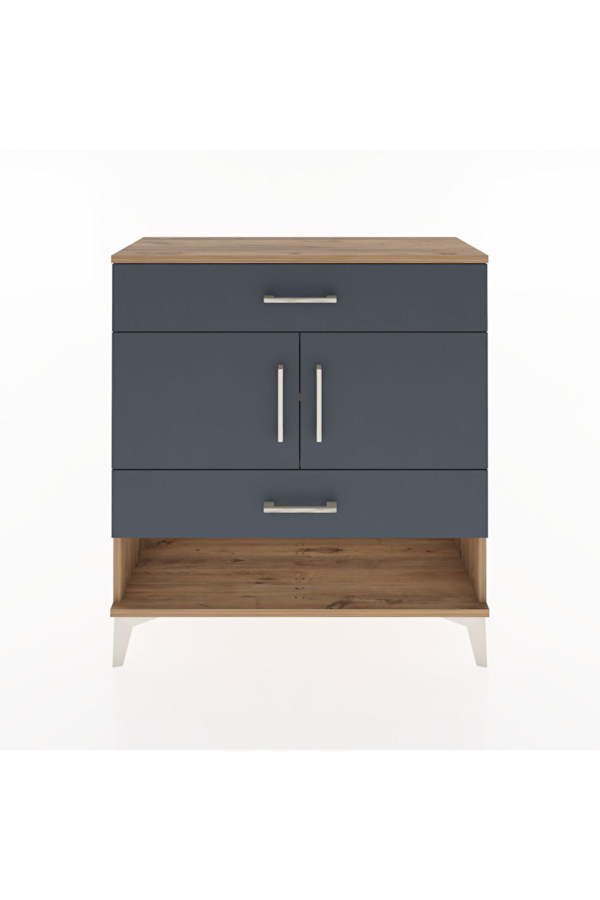 Arges Şifonyer 2 Raflı 2 Çekmeceli 2 Kapaklı 88x30x96 Çam-Antrasit