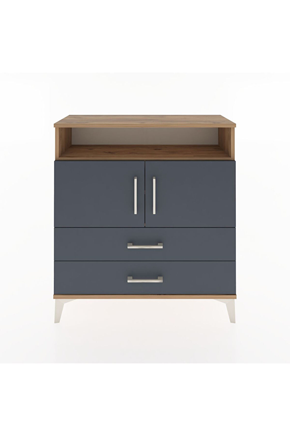 Arges Şifonyer 3 Raflı 2 Çekmeceli 2 Kapaklı 88x30x96 Çam-Antrasit