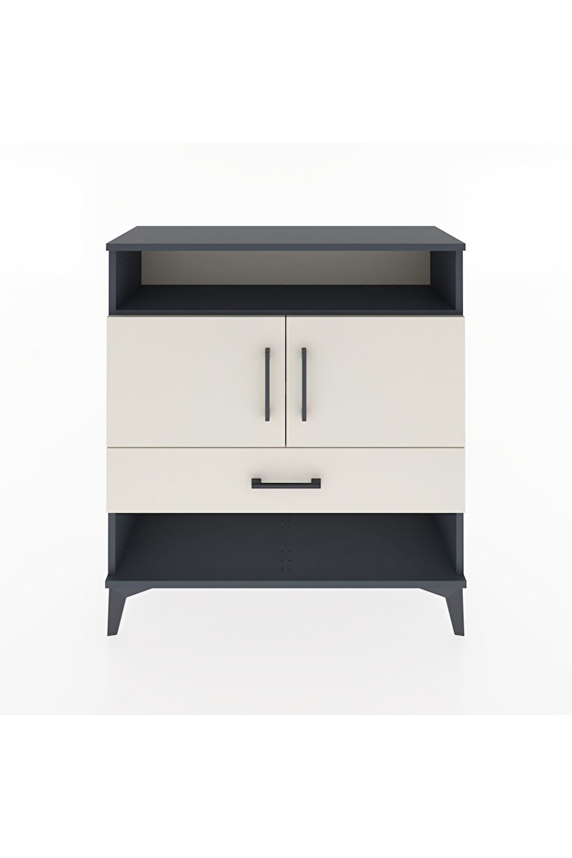 Arges Şifonyer 3 Raflı Tek Çekmeceli 2 Kapaklı 88x30x96 Antrasit-Aytaşı