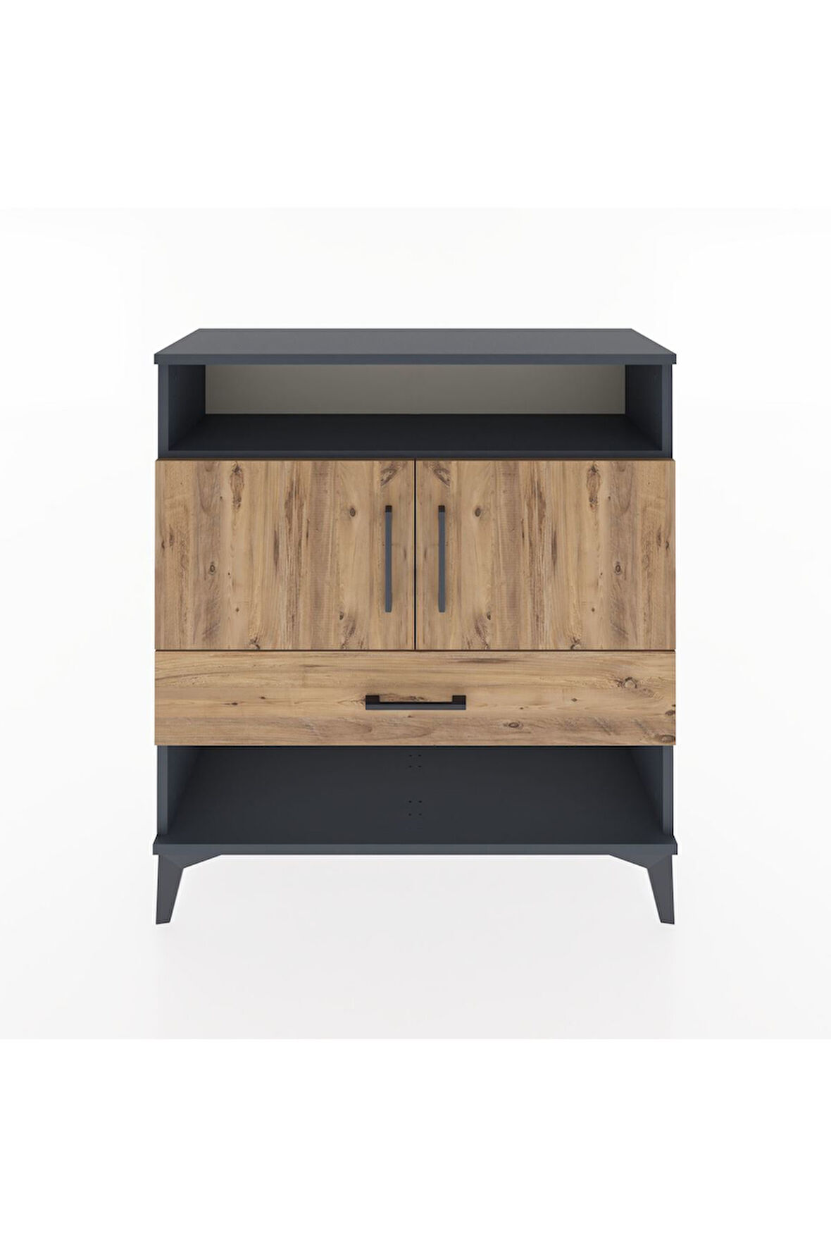 Arges Şifonyer 3 Raflı Tek Çekmeceli 2 Kapaklı 88x30x96 Antrasit-Çam