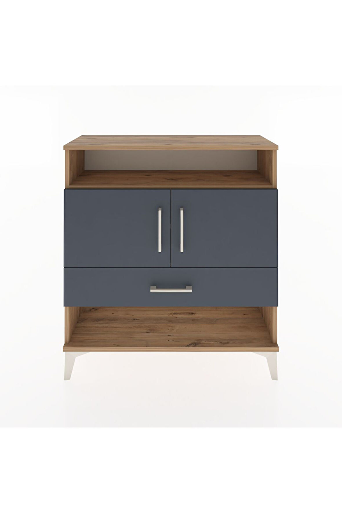 Arges Şifonyer 3 Raflı Tek Çekmeceli 2 Kapaklı 88x30x96 Çam-Antrasit