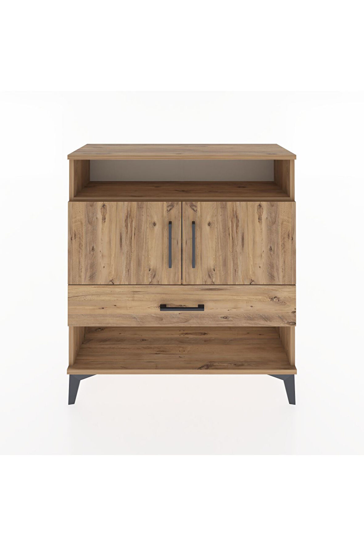 Arges Şifonyer 3 Raflı Tek Çekmeceli 2 Kapaklı 88x30x96 Çam-Çam