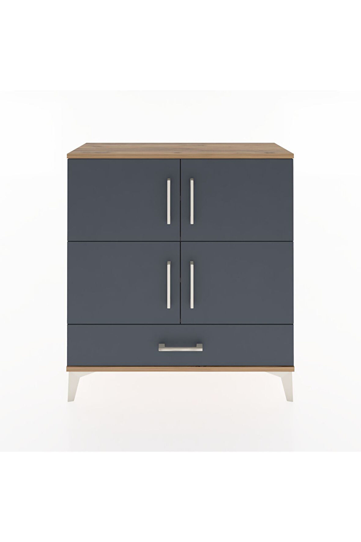 Arges Şifonyer 4 Raflı Tek Çekmeceli 4 Kapaklı 88x30x96 Çam-Antrasit