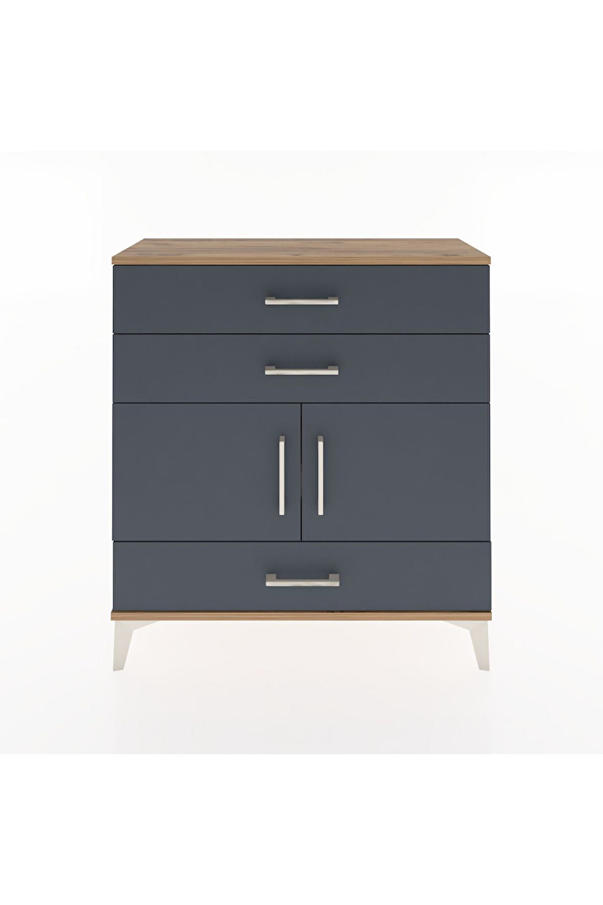 Arges Şifonyer 2 Raflı 3 Çekmeceli 2 Kapaklı 88x30x96 Çam-Antrasit