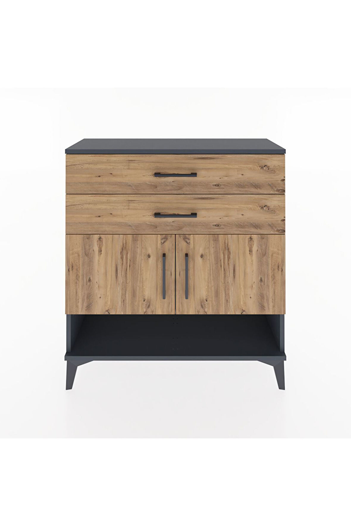 Arges Şifonyer 2 Raflı 2 Çekmeceli 2 Kapaklı 88x30x96 Antrasit-Çam