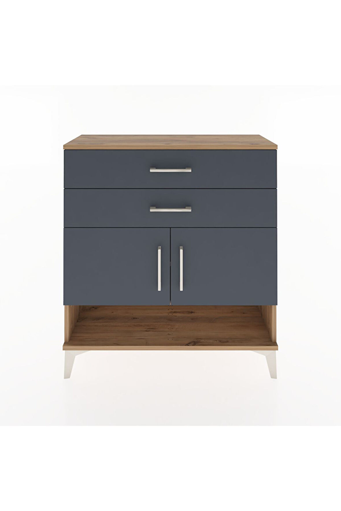 Arges Şifonyer 2 Raflı 2 Çekmeceli 2 Kapaklı 88x30x96 Çam-Antrasit