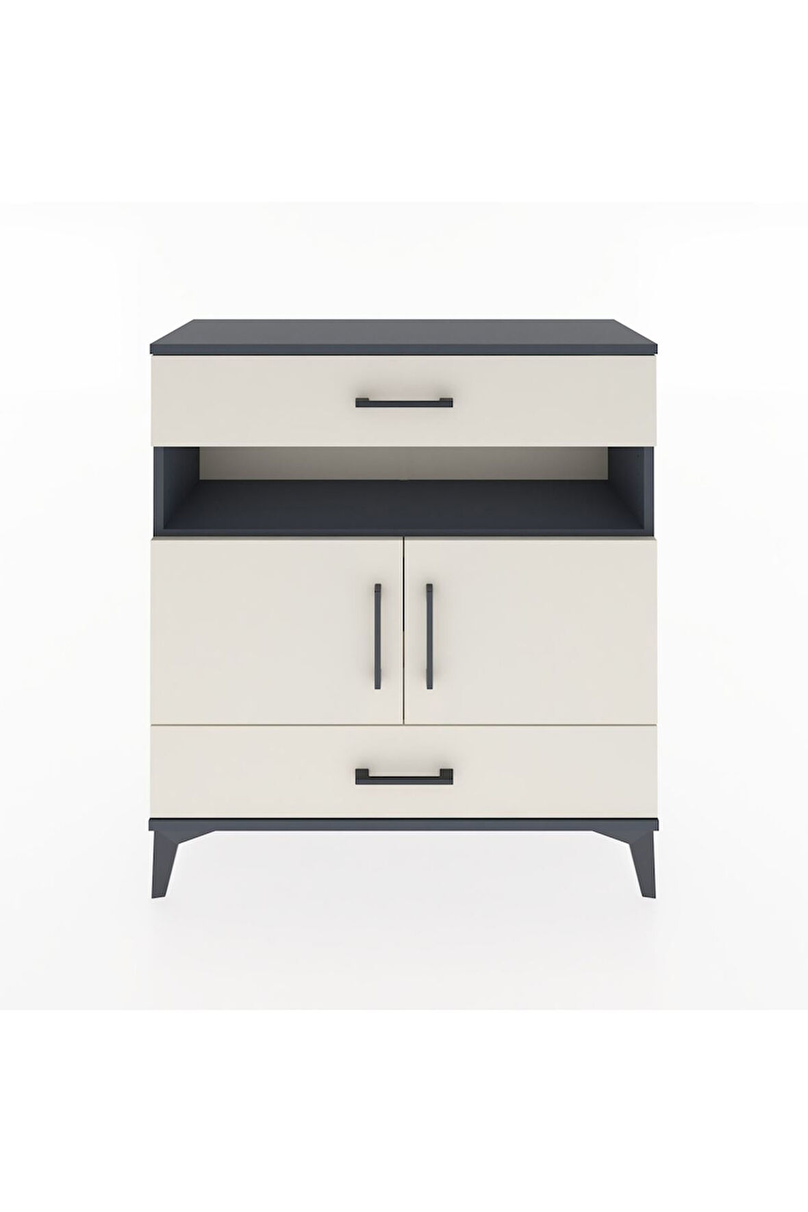 Arges Şifonyer 3 Raflı 2 Çekmeceli 2 Kapaklı 88x30x96 Antrasit-Aytaşı