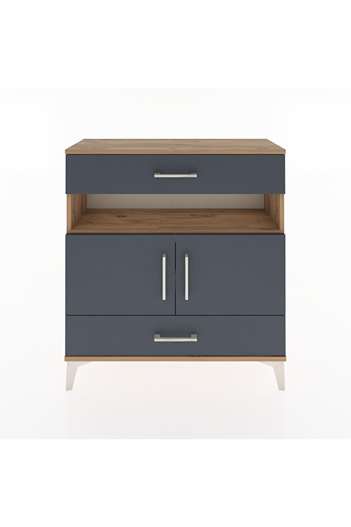 Arges Şifonyer 3 Raflı 2 Çekmeceli 2 Kapaklı 88x30x96 Çam-Antrasit