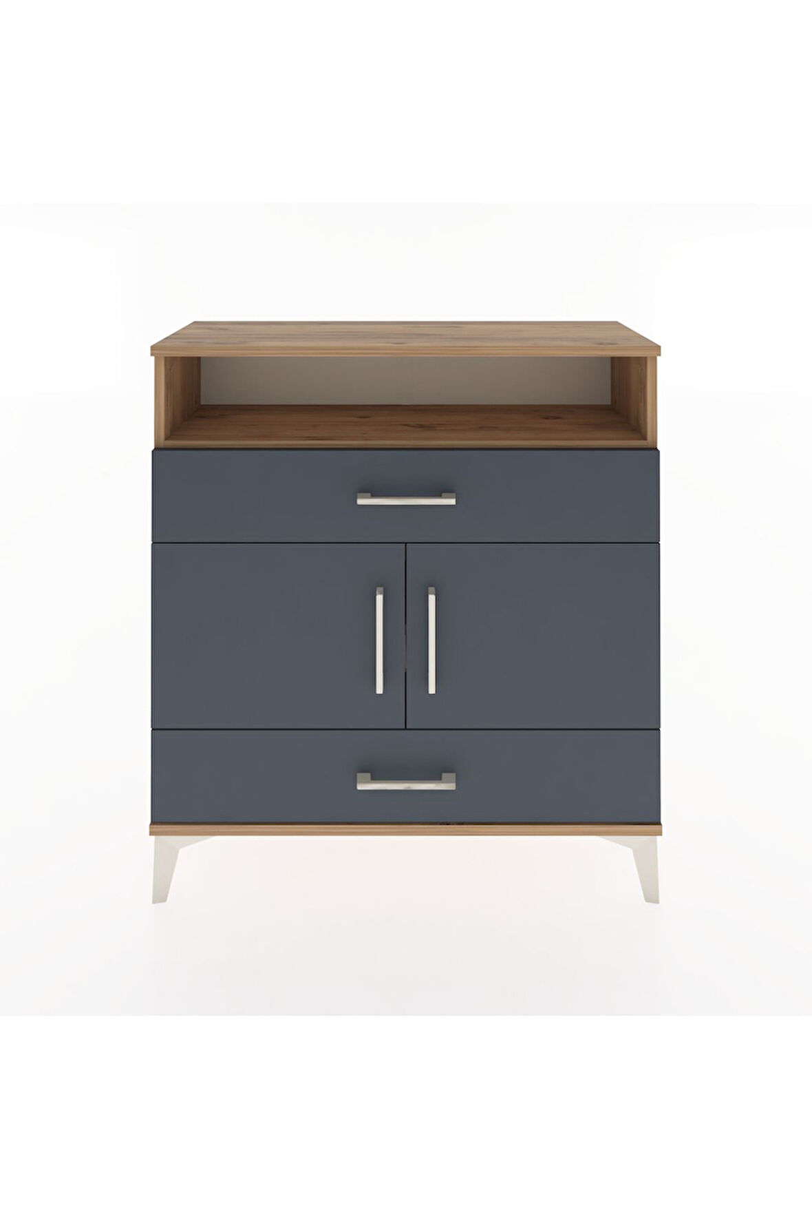 Arges Şifonyer 3 Raflı 2 Çekmeceli 2 Kapaklı 88x30x96 Çam-Antrasit