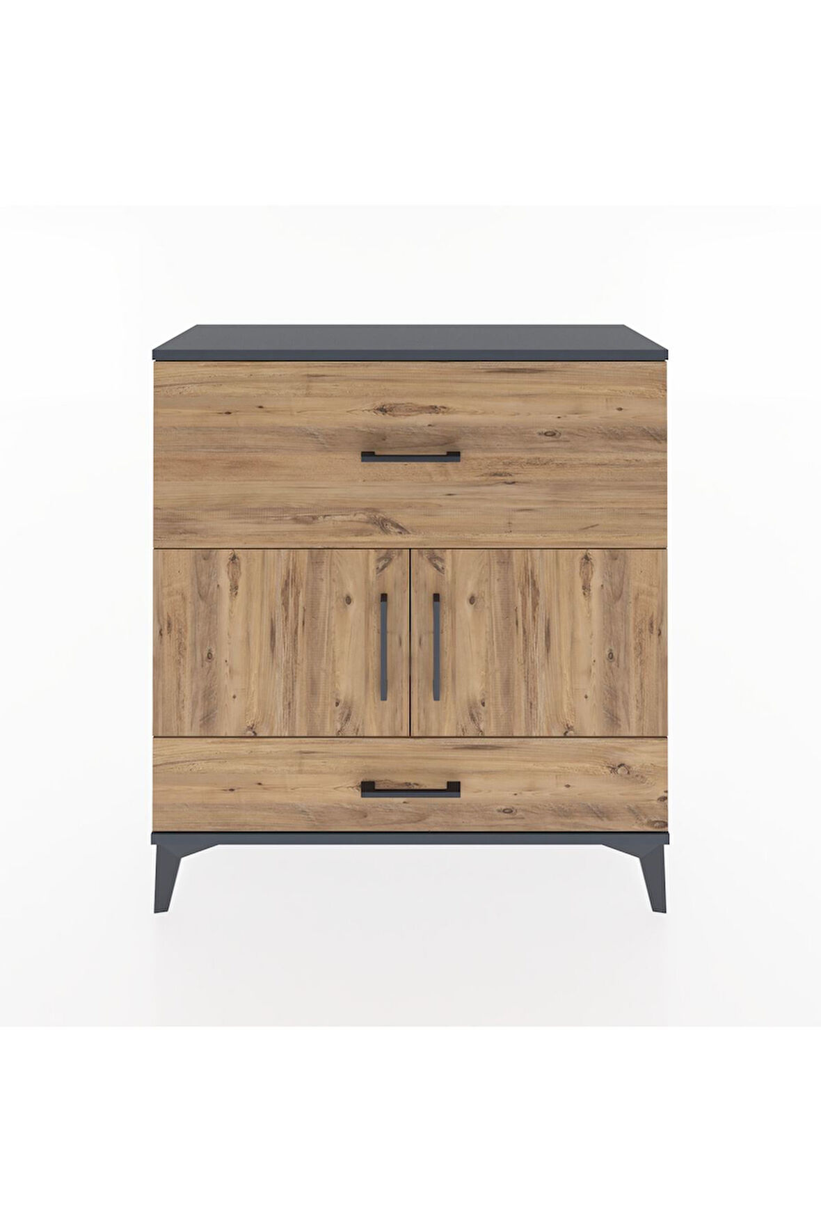 Arges Şifonyer 2 Raflı 2 Çekmeceli 2 Kapaklı 88x30x96 Antrasit-Çam