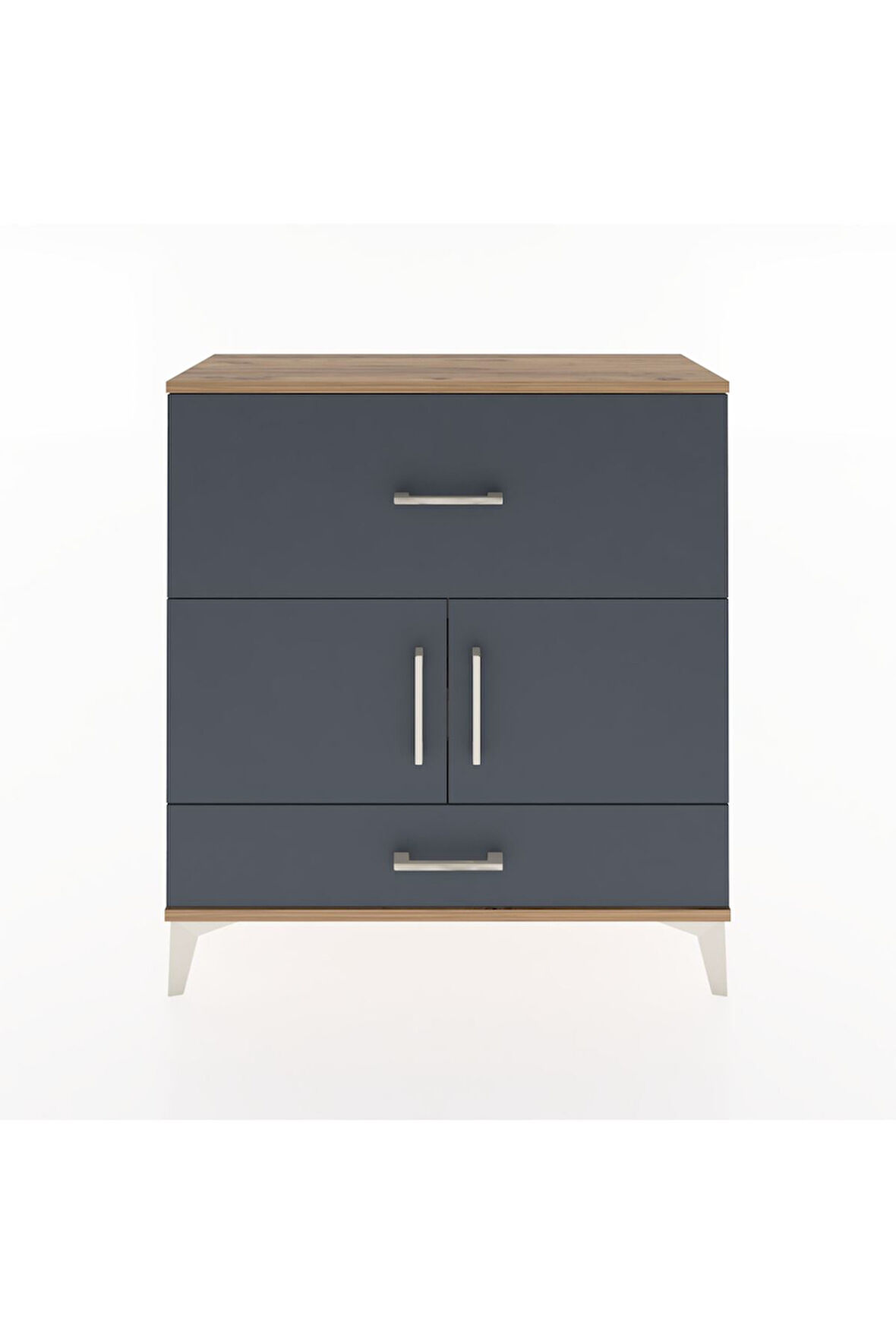 Arges Şifonyer 2 Raflı 2 Çekmeceli 2 Kapaklı 88x30x96 Çam-Antrasit