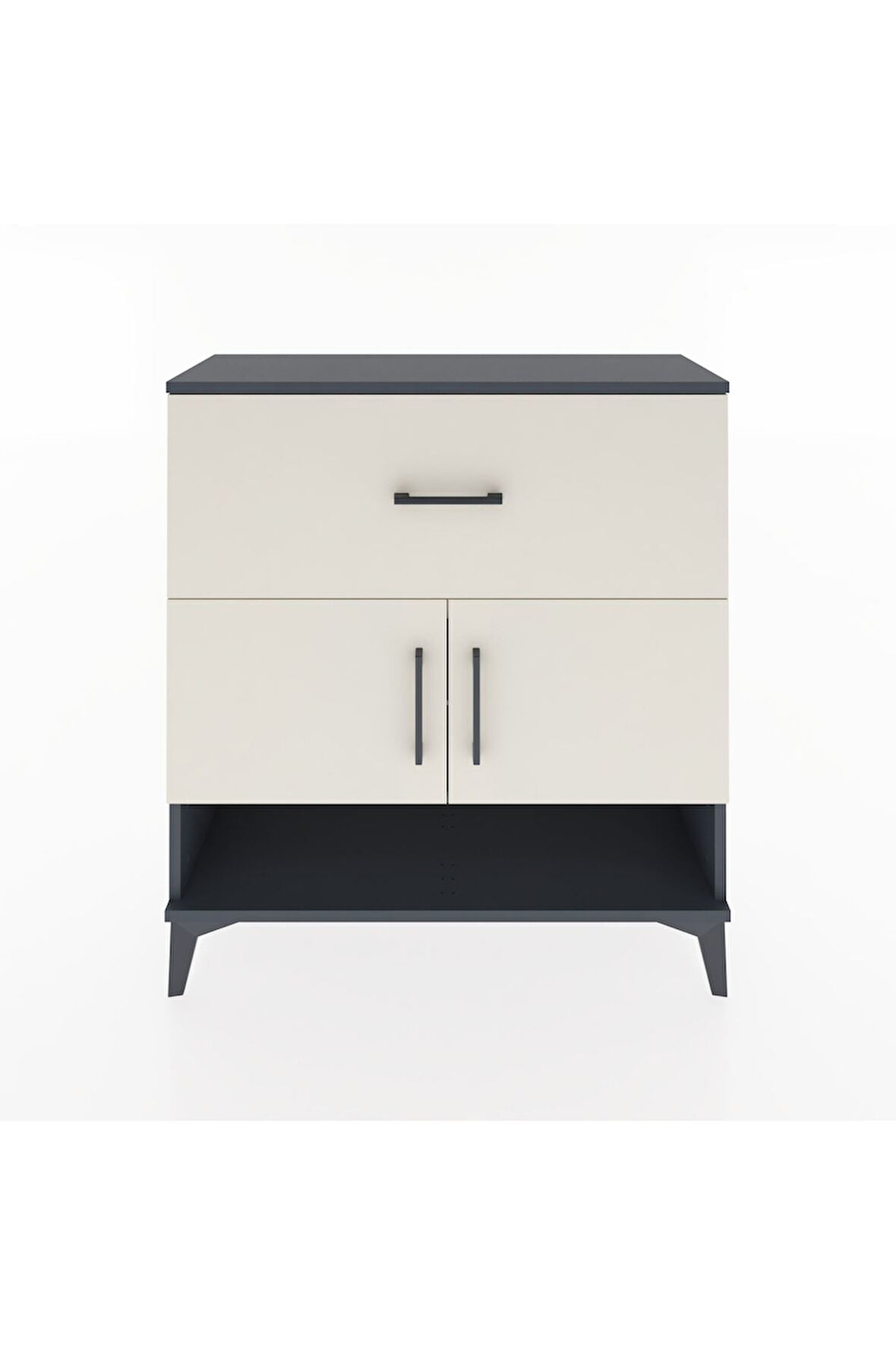 Arges Şifonyer 2 Raflı Tek Çekmeceli 2 Kapaklı 88x30x96 Antrasit-Aytaşı