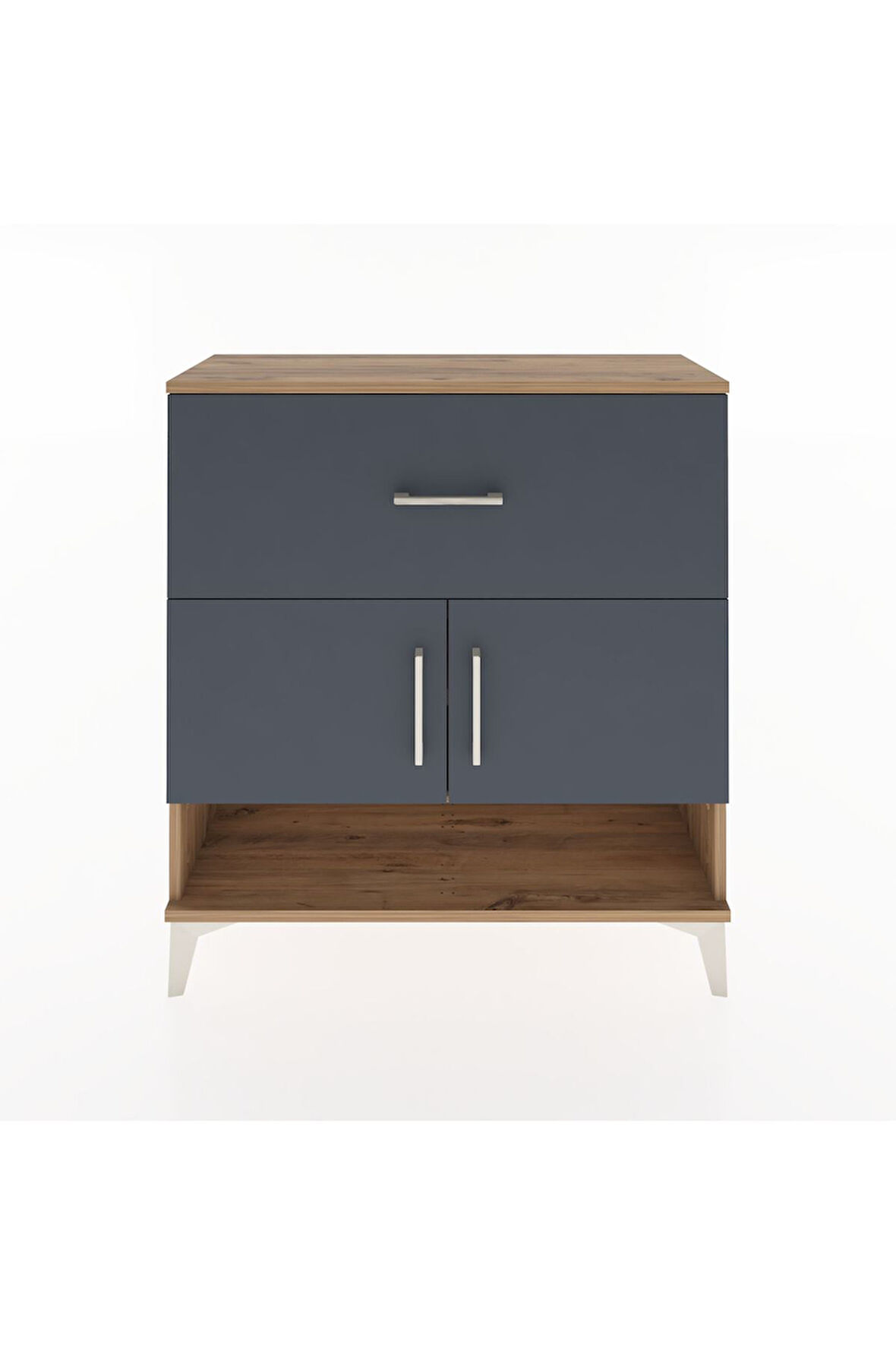 Arges Şifonyer 2 Raflı Tek Çekmeceli 2 Kapaklı 88x30x96 Çam-Antrasit