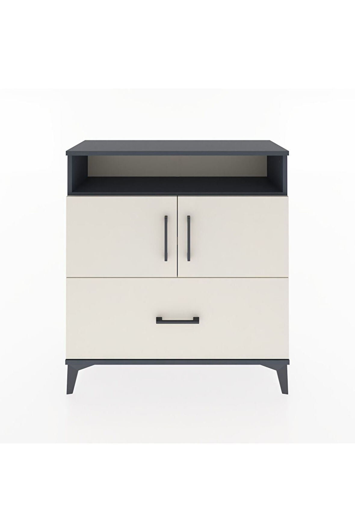 Arges Şifonyer 3 Raflı Tek Çekmeceli 2 Kapaklı 88x30x96 Antrasit-Aytaşı