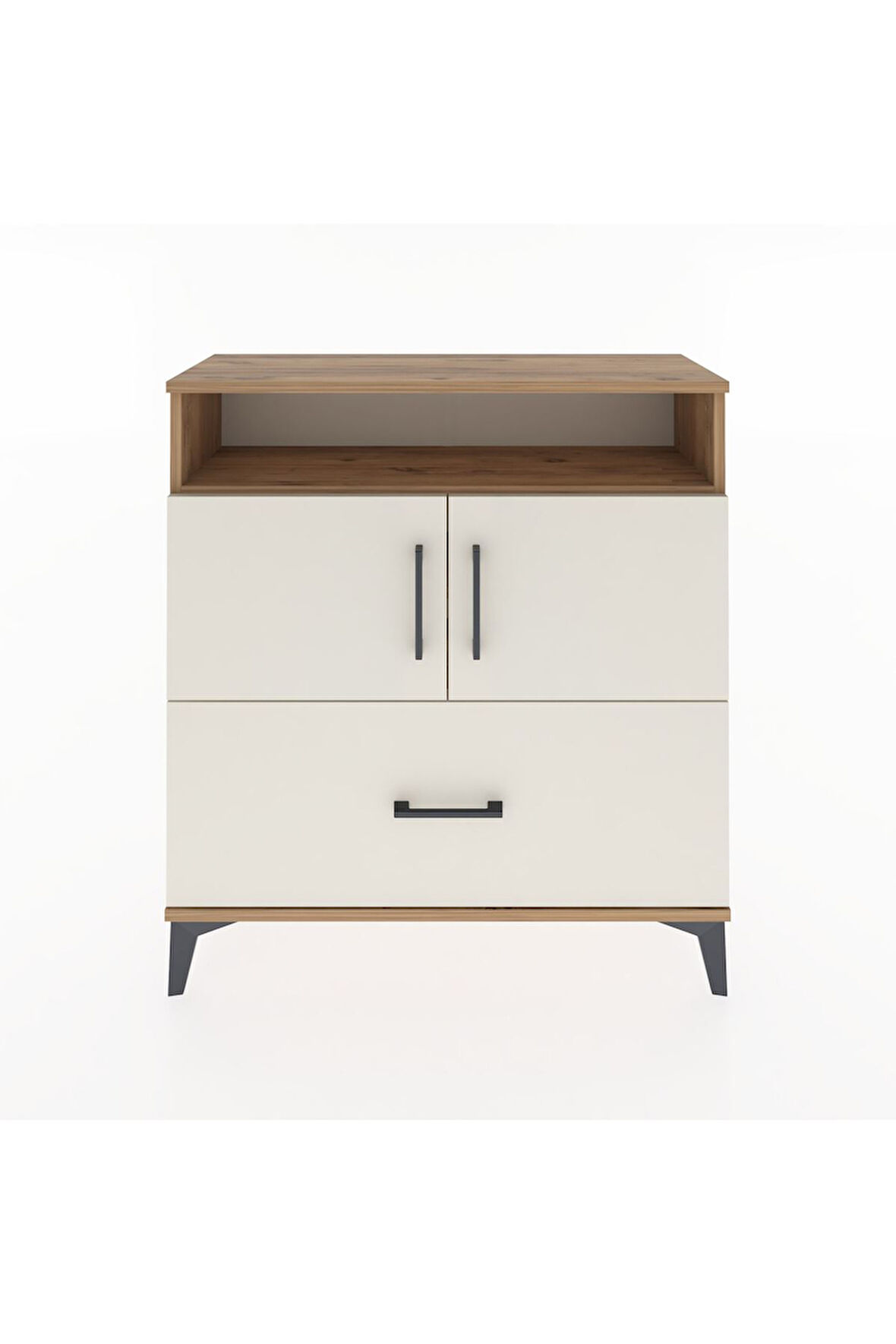 Arges Şifonyer 3 Raflı Tek Çekmeceli 2 Kapaklı 88x30x96 Çam-Aytaşı