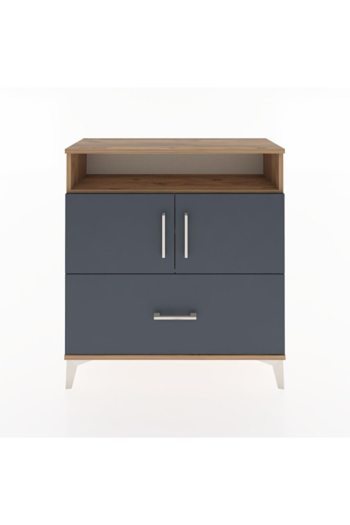 Arges Şifonyer 3 Raflı Tek Çekmeceli 2 Kapaklı 88x30x96 Çam-Antrasit