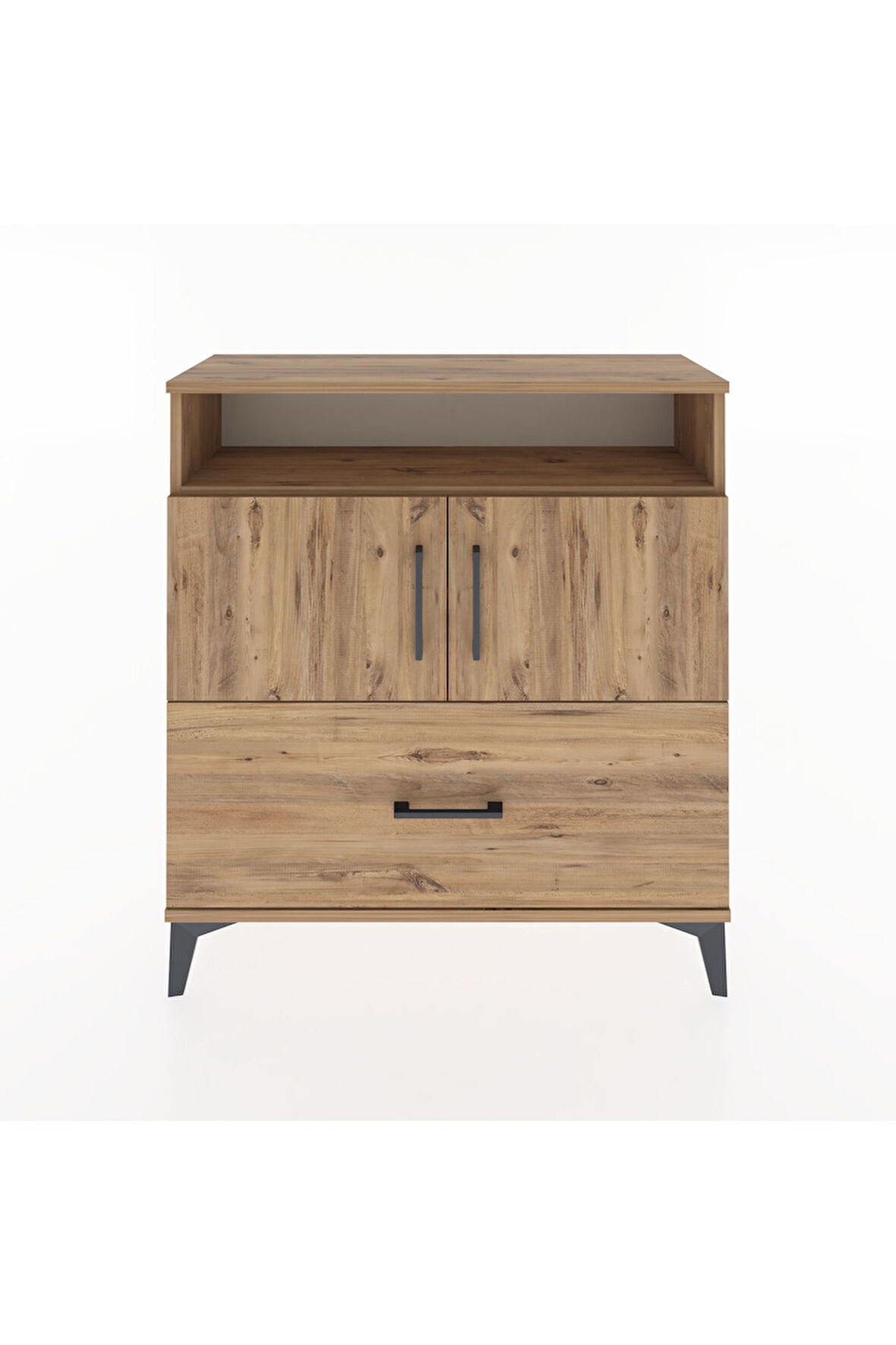 Arges Şifonyer 3 Raflı Tek Çekmeceli 2 Kapaklı 88x30x96 Çam-Çam