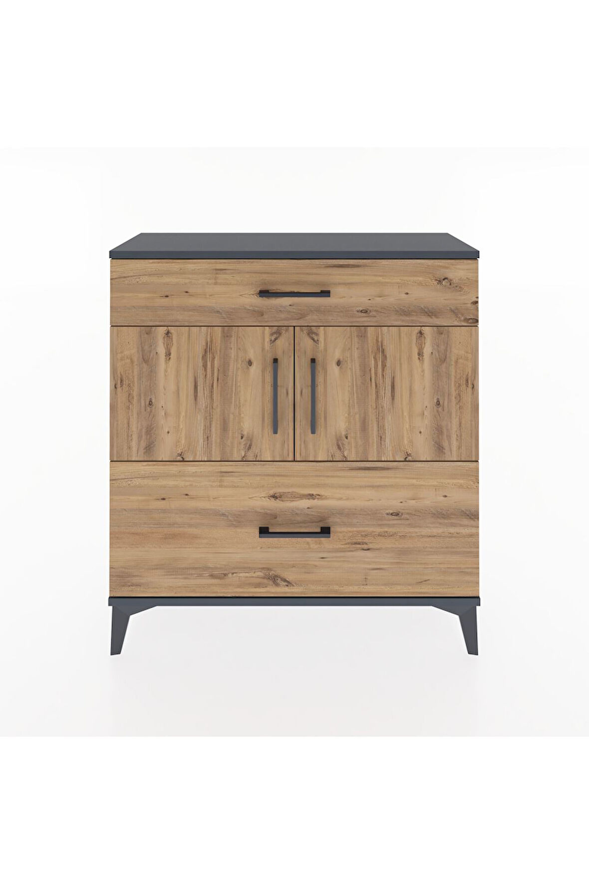 Arges Şifonyer 2 Raflı 2 Çekmeceli 2 Kapaklı 88x30x96 Antrasit-Çam