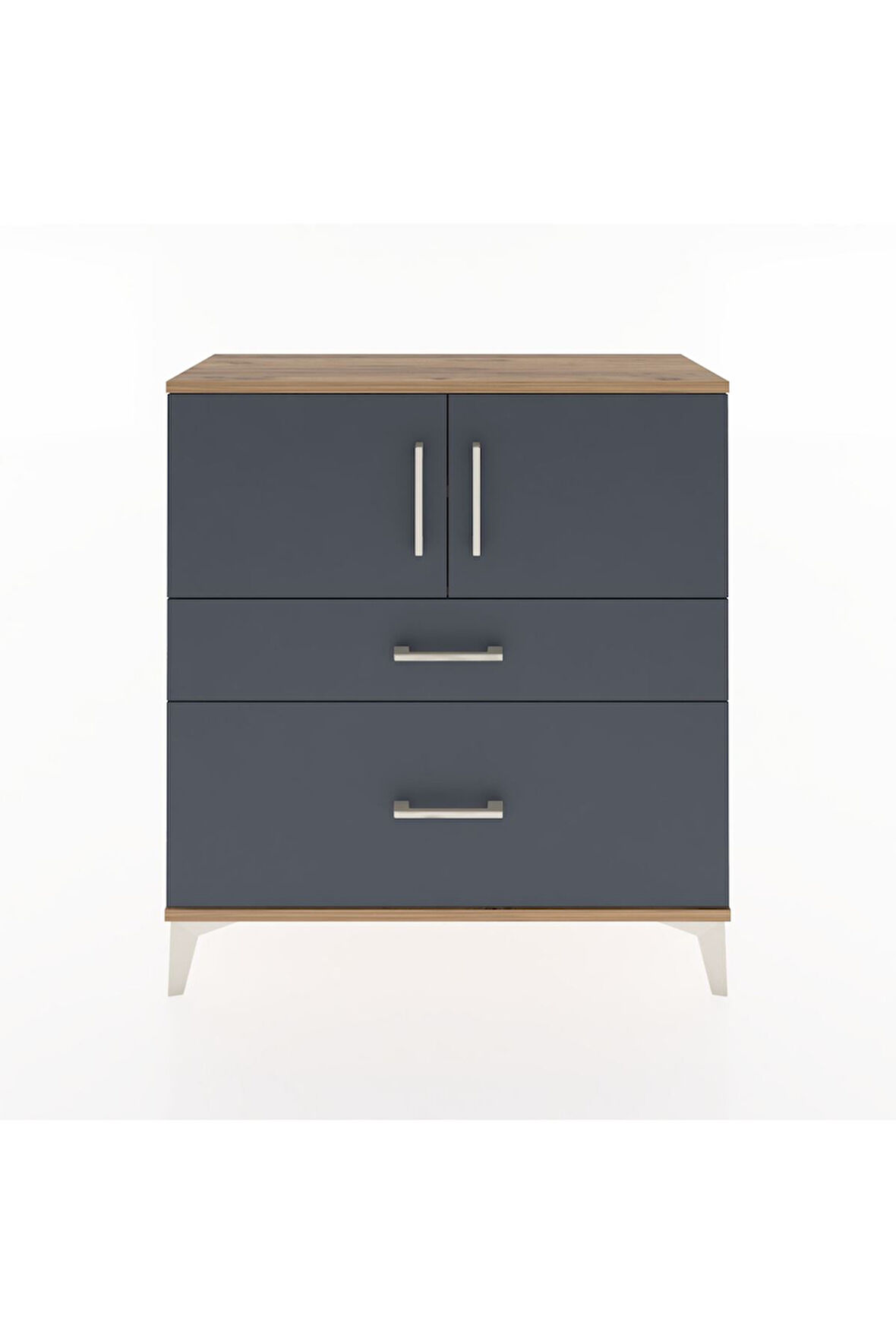 Arges Şifonyer 2 Raflı 2 Çekmeceli 2 Kapaklı 88x30x96 Çam-Antrasit