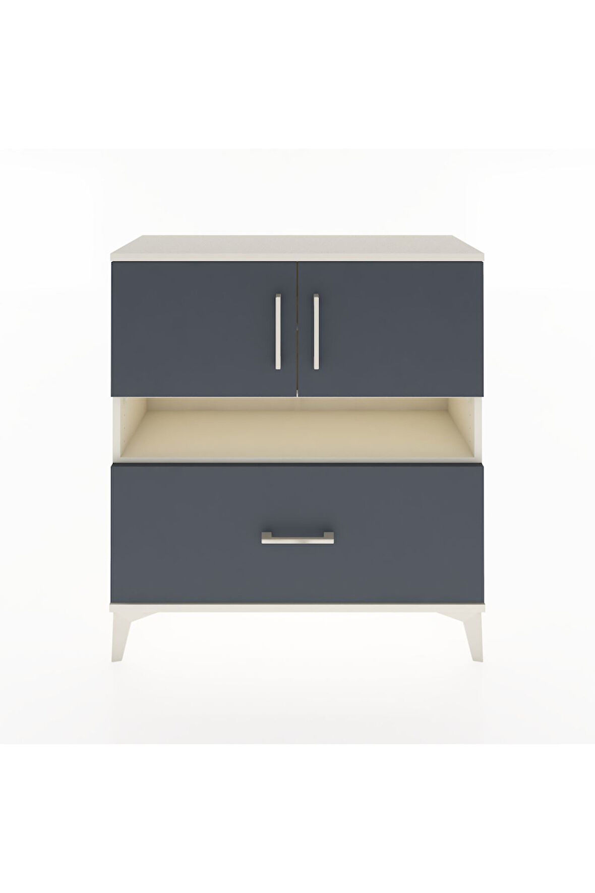 Arges Şifonyer 3 Raflı Tek Çekmeceli 2 Kapaklı 88x30x96 Aytaşı-Antrasit