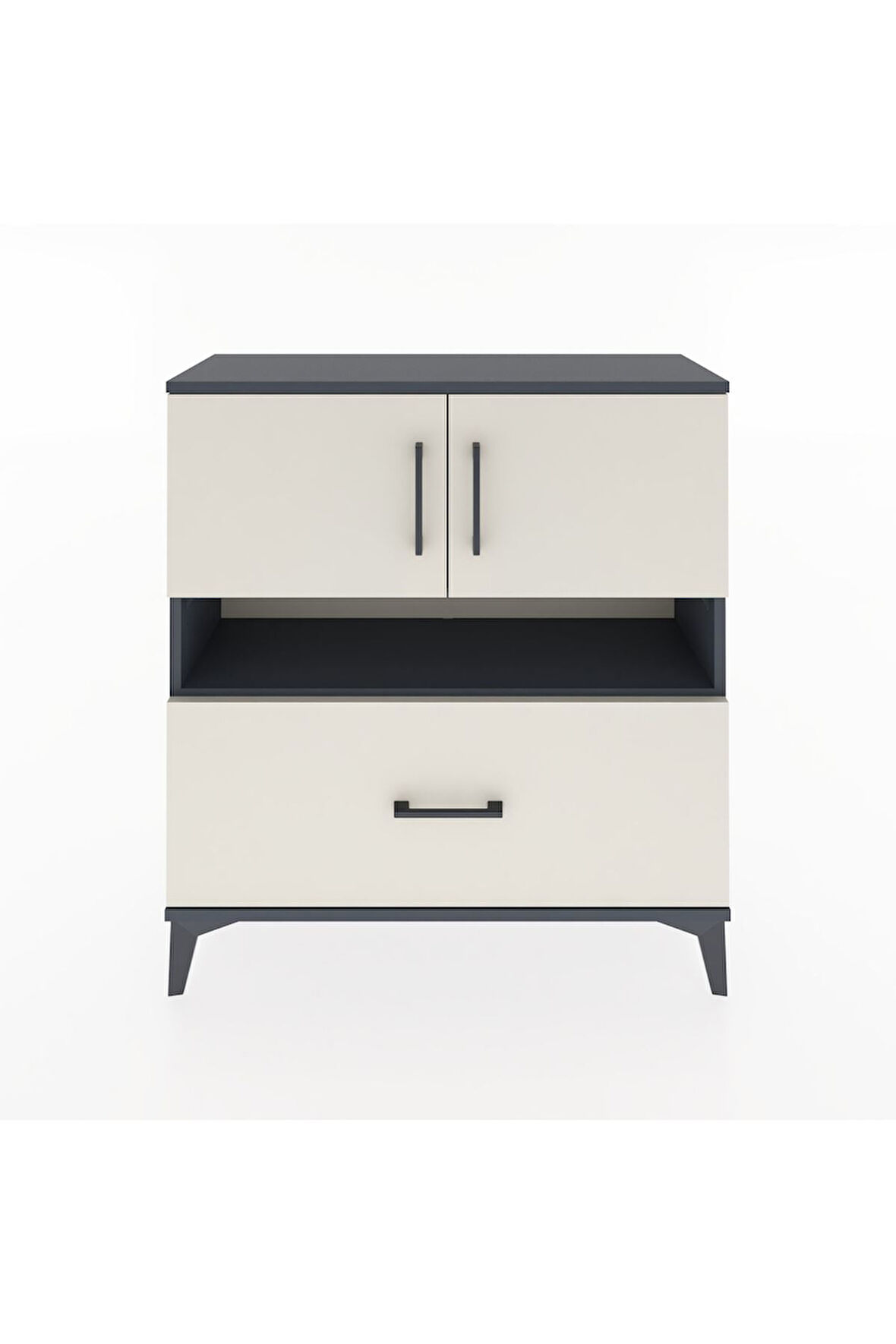 Arges Şifonyer 3 Raflı Tek Çekmeceli 2 Kapaklı 88x30x96 Antrasit-Aytaşı