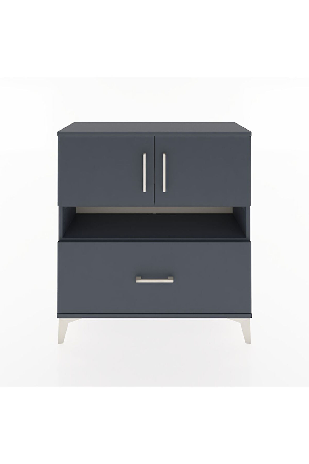 Arges Şifonyer 3 Raflı Tek Çekmeceli 2 Kapaklı 88x30x96 Antrasit-Antrasit