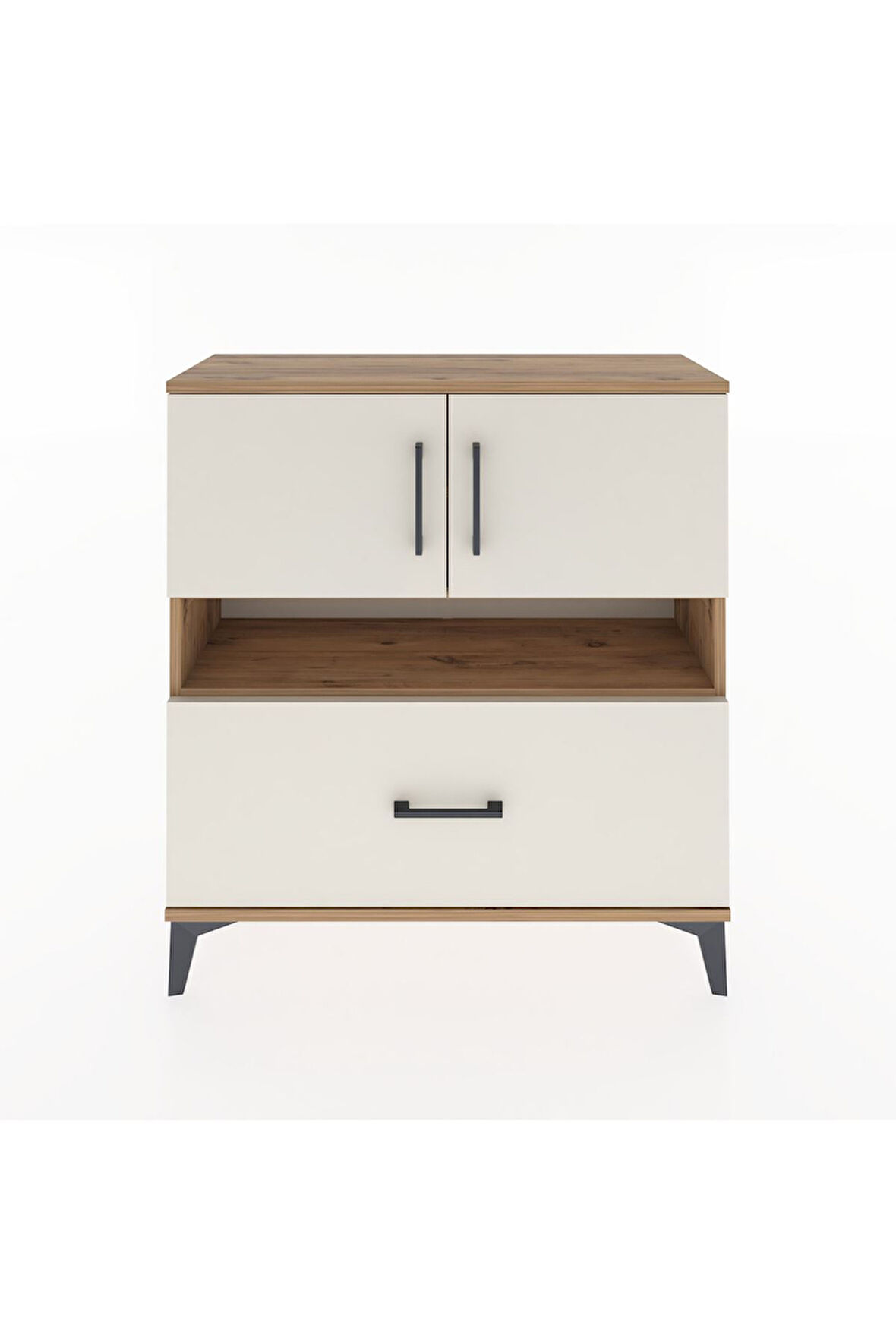 Arges Şifonyer 3 Raflı Tek Çekmeceli 2 Kapaklı 88x30x96 Çam-Aytaşı